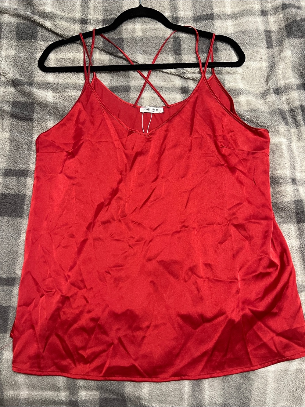Pink/Red Satin Strappy V-Neck Cami Top